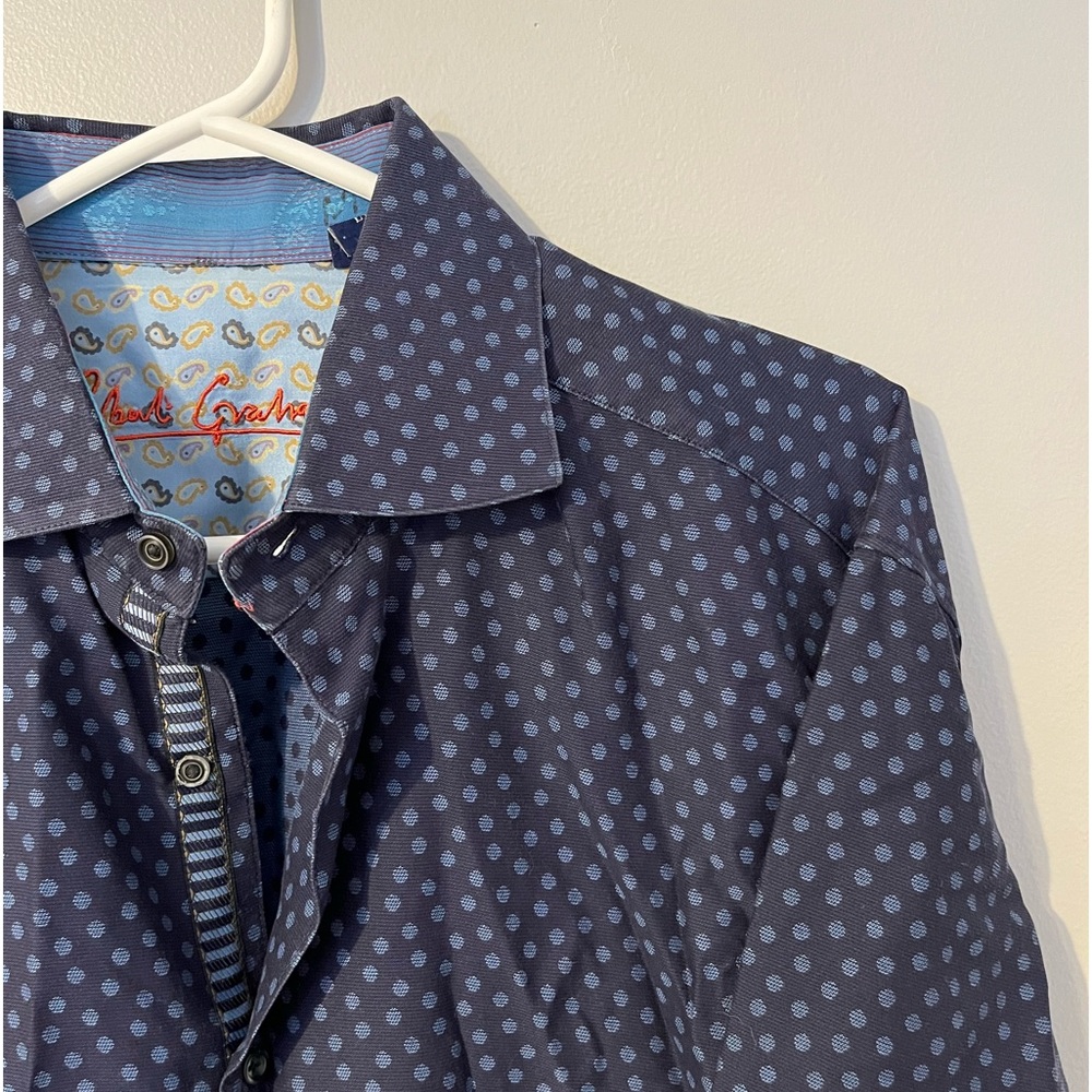 Robert Graham Men's Blue Geometric Cotton Shirt L
